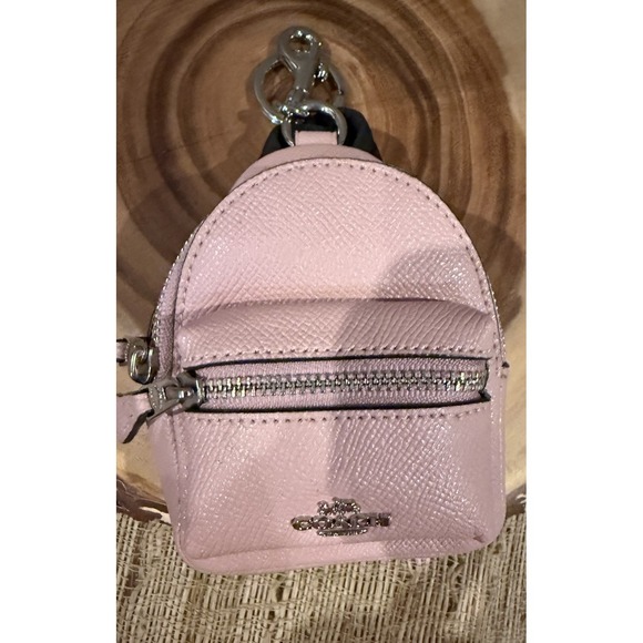 Coach Accessories - Coach Pink Backpack Keychain Coin Case Bag Charm Rare  F73754